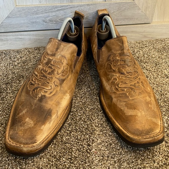 Mark Nason Rock Never Dies Brown Distressed Leather Loafers Shoes Size 10.5 - Picture 6 of 12